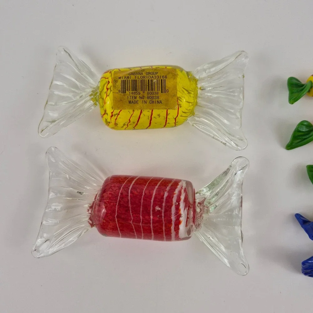 Sabana Group Murano Style Art Glass Candy Figurines Set of 9 Multi Color Decor